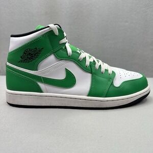 Mens Size 11 Nike Air Jordan 1 Mid Shoes Lucky Green Athletic Sneakers 2023